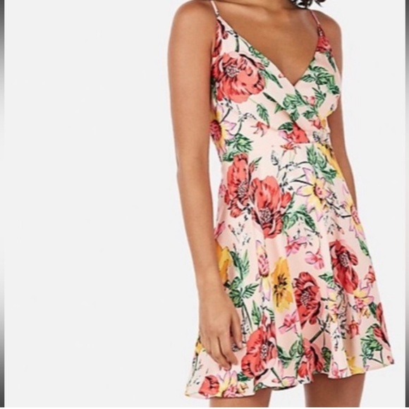 Express XS Flower Print Spaghetti Strap Mini Dress - Picture 2 of 2